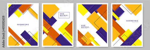 Modern abstract geometric poster cover. Minimal retro boho bauhaus composition shapes design. Colorful geometric background. Vector illustration.