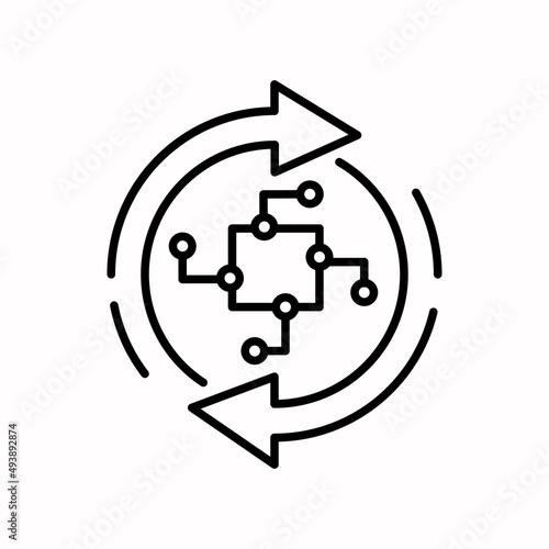 Replacement, improvement of electronic technologies. Vector icon, white background.