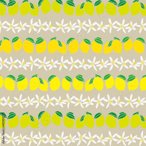 レモン_Lemon pattern　檸檬花柄