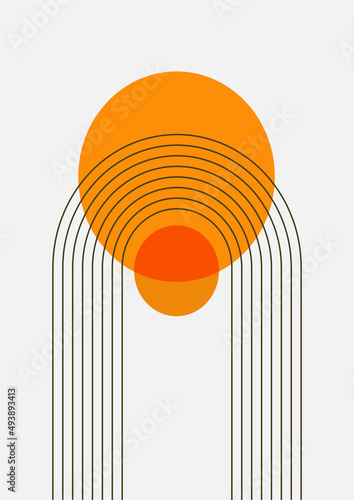 Vintage bauhaus memphis geometric colorful abstract design background