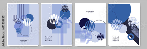 Modern abstract geometric poster cover. Minimal retro boho bauhaus composition shapes design. Colorful geometric background. Vector illustration.
