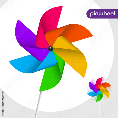 illustrated windmill (pinwheel) isolated on white background