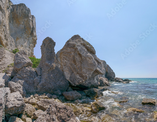 Rocks at the bottom of Alchak mountain in Sudak, Crimea.