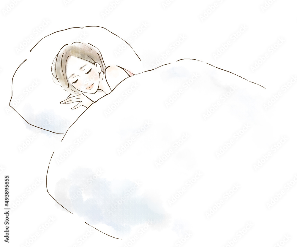 睡眠中の女性のイラスト画像 ライフスタイル