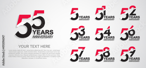 set anniversary logotype premium collection red black color with swoosh on white background photo