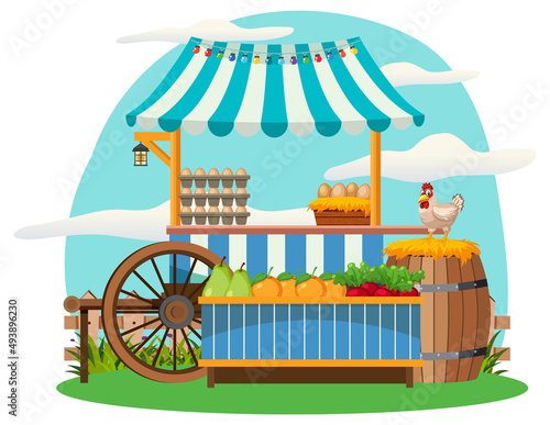 Flea market concept with fruit store