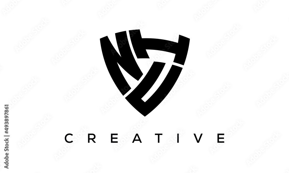 Shield letters NUI creative logo Shield letters NUI creative logo