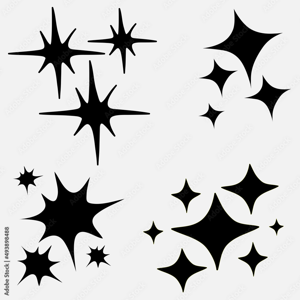 doodle set of vector stars sparkle icon, clean surface icon. Glowing light effect stars and shining burst. isolated on white background. vector illustration doodle set of vector stars sparkle icon, clean surface icon. Glowing light effect stars and shining burst. isolated on white background. vector illustration