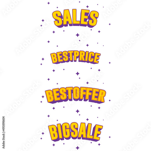 Font Lettering Sales with Purple and Yellow Color photo