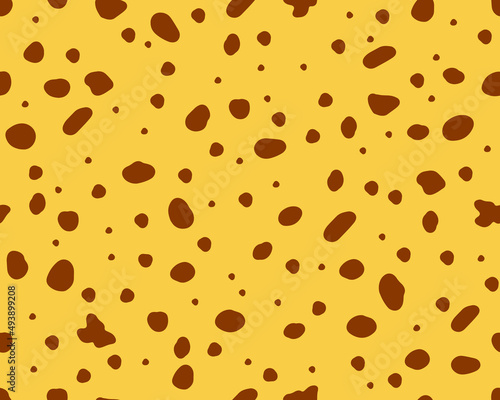  Deer skin texture seamless pattern. Abstract spots. Perfect use for fabric, wallpaper, home decor. Vector background on brown surface.