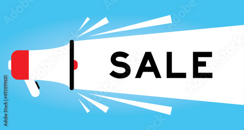 Color megphone icon with word sale in white banner on blue background
