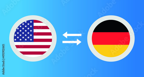 round icons with United States and Taiwan flag exchange rate concept graphic element Illustration template design 