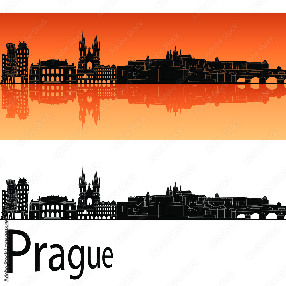 skyline in ai format of the city of  prague