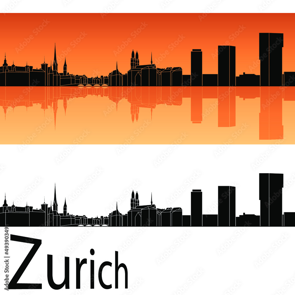 skyline in ai format of the city of  zurich
