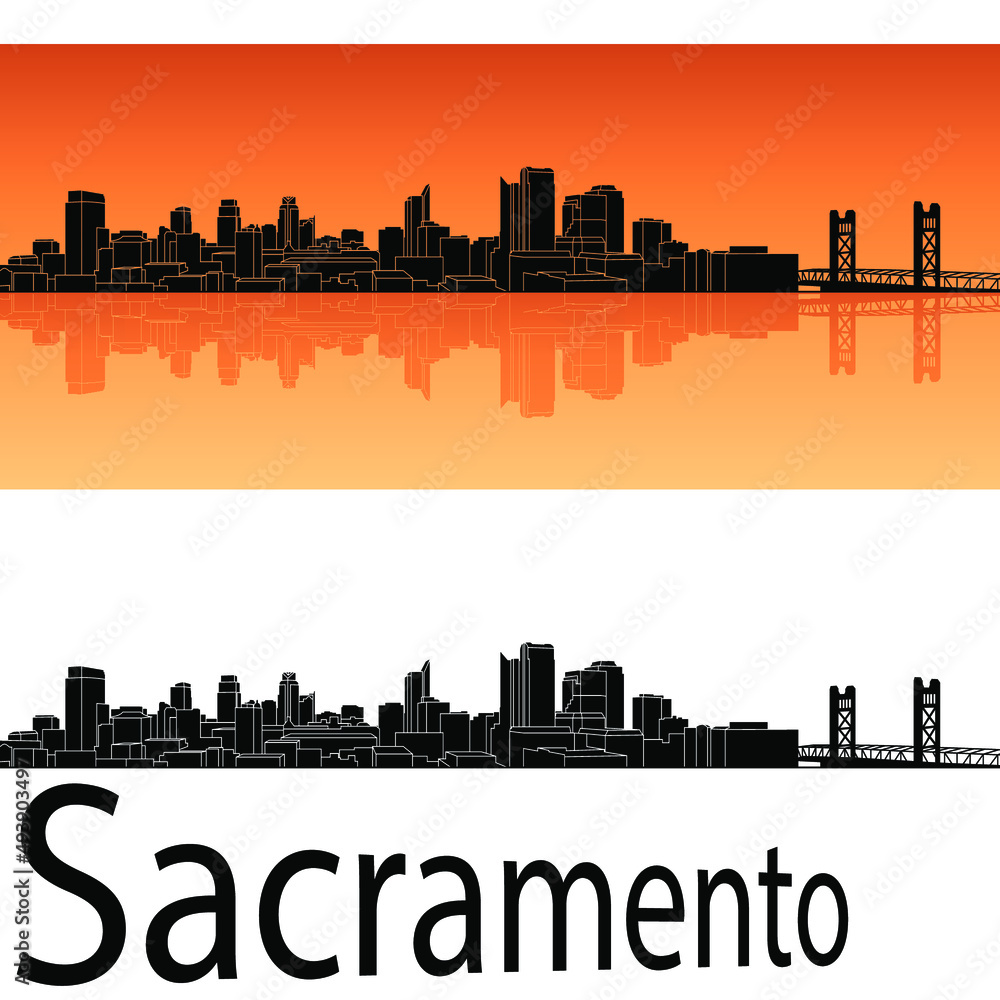 Naklejka premium skyline in ai format of the city of sacramento