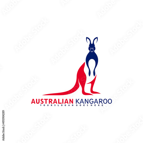 australian kangaroo logo vector illustration abstract design