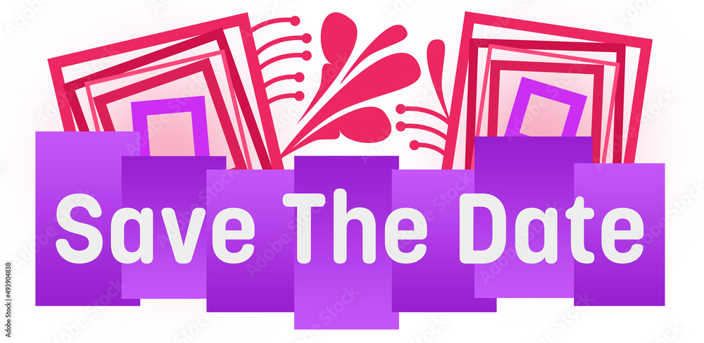 Obraz premium Save The Date Pink Purple Stripes Squares Borders Design Elements Top