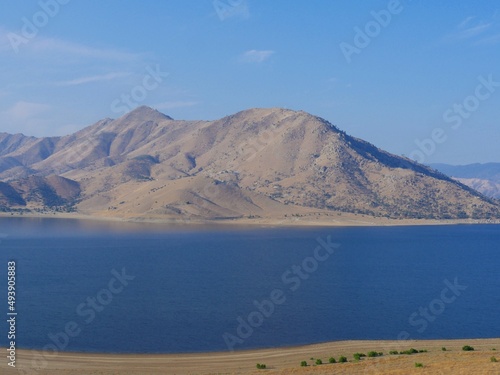 Medium wide shot of Lake Isabella, located in the southern Sierra Nevada, in Kern County, California