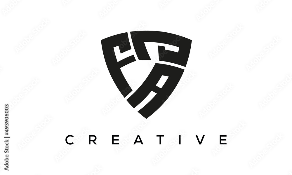 Shield letters FAJ creative logo Shield letters FAJ creative logo