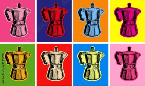 Classic Coffee Maker Vector Illustration Pop Art Style