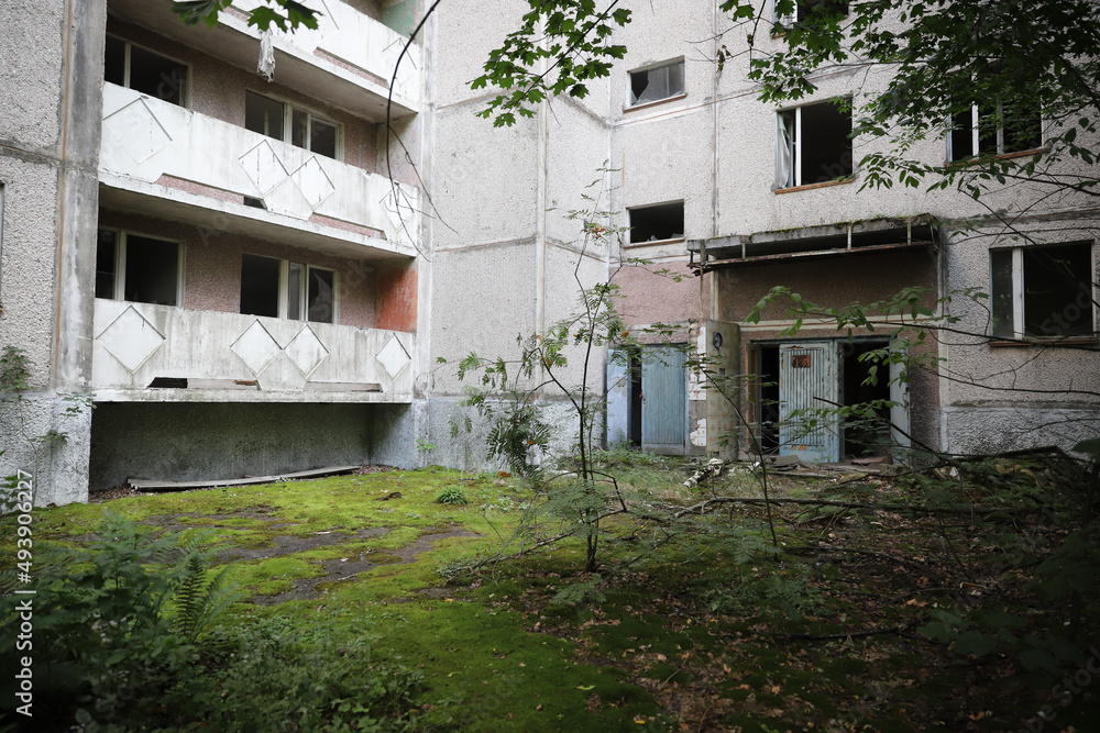 Building in Pripyat Town, Chernobyl Exclusion Zone, Ukraine