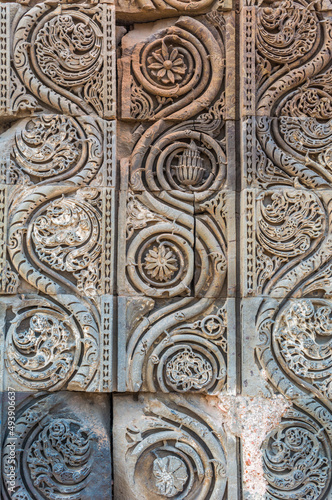 Decorative Pattern - Stone Carving In Qutub Minar, New Delhi, India 