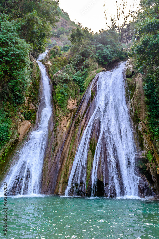 Beautiful Kempty Waterfalls with turquoise waters in Mussoorie