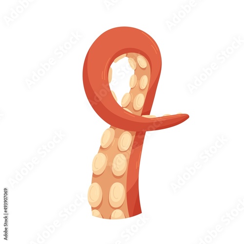 Octopus kraken tentacle. Ocean underwater monsters arm with suckers. Giant se...