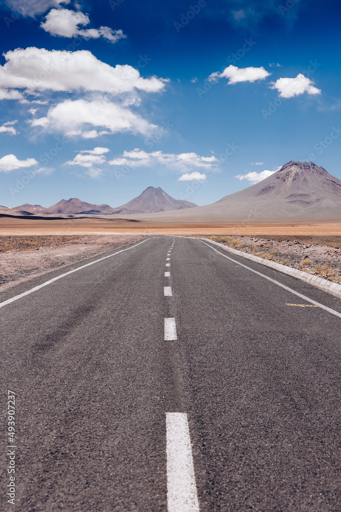 Mountain road in the Atacama Desert, northern Chile, South America Mountain road in the Atacama Desert, northern Chile, South America