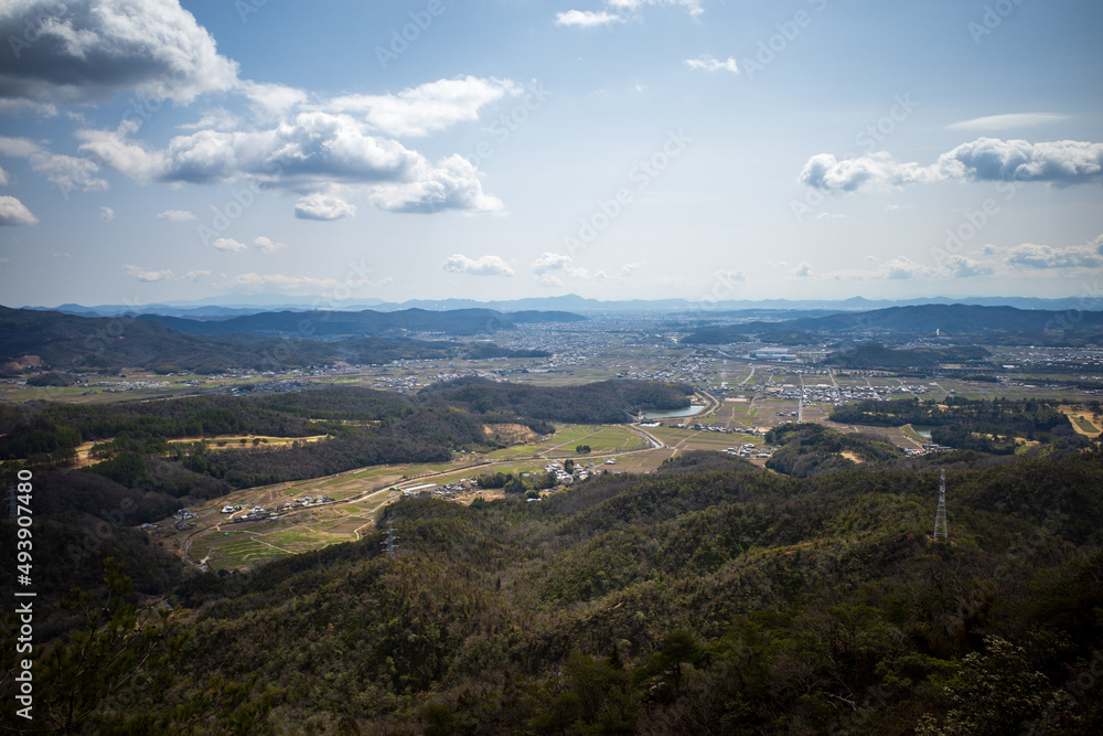 日本の岡山県総社市の鬼ノ城の風景