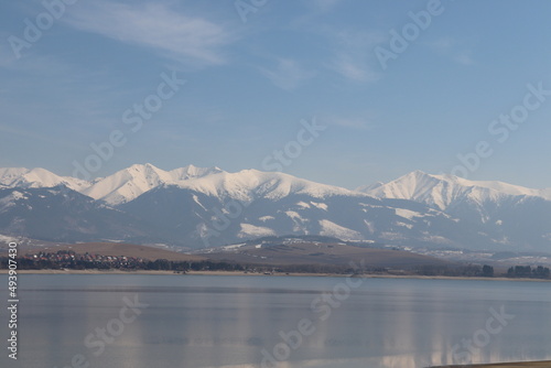 Slovakia  Vysoke Tatry  lake  mountain  water  mountains  landscape  nature  sky  snow  reflection  clouds  alps  panorama  travel  tourism  forest  sea  tree  scenery  summer  winter  blue