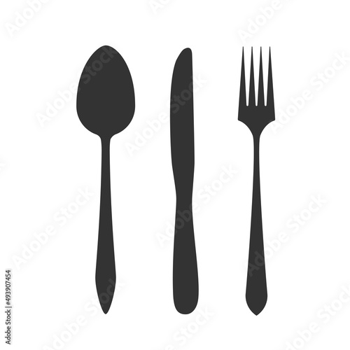 Knife, fork and spoon isolated on white background. Vector