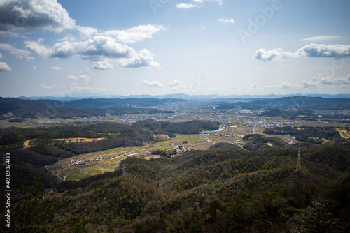 日本の岡山県総社市の鬼ノ城の風景