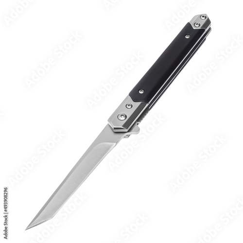 Knife tourist, hunting, tactical, military for survival and self-defense. Steel blade. An isolated object on a white background.