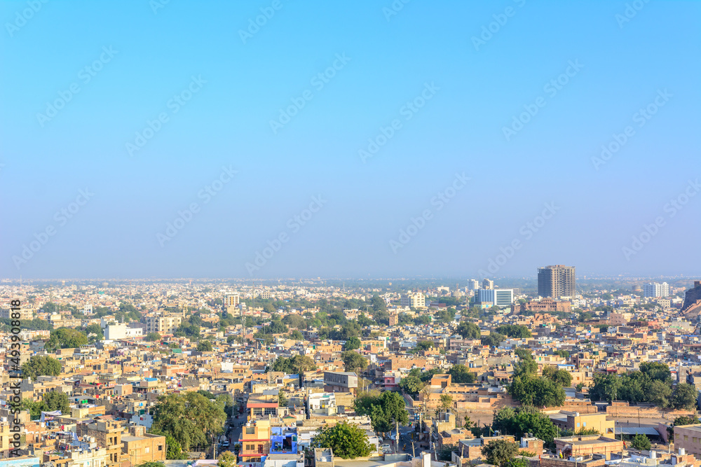 View of Blue city Jodhpur from Mehrangarh Fort, Jodhpur, Rajasthan, India .