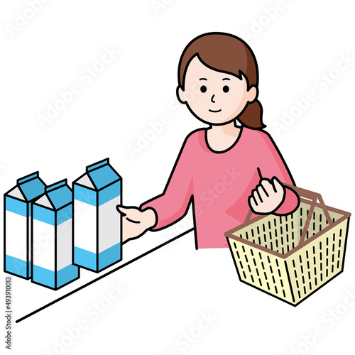 手前の商品を取る女性