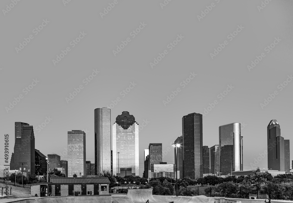 View on downtown Houston in late afternoon View on downtown Houston in late afternoon