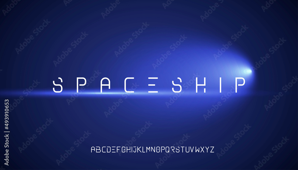 Spaceship, custom stroke vector font editable basic strong modern