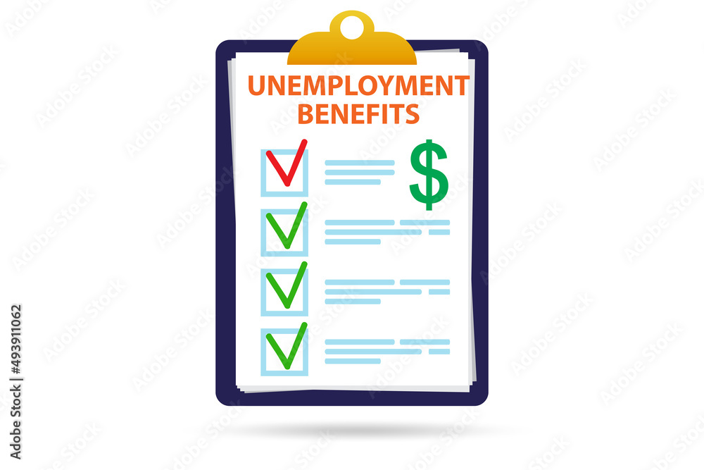 Concept with unemployment benefit form application Concept with unemployment benefit form application