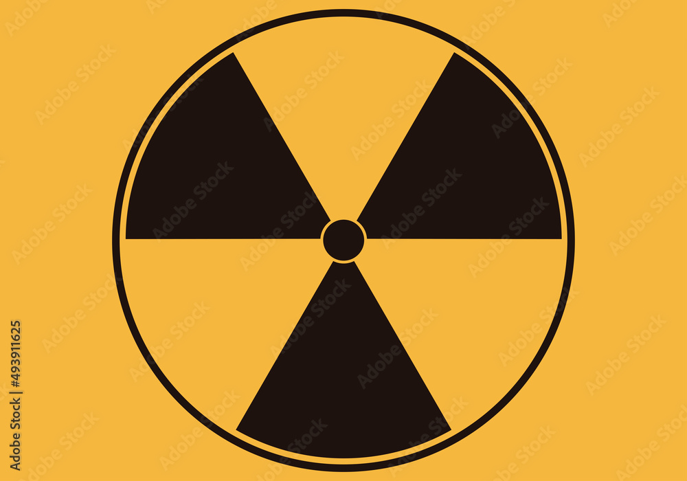 Icono de radiación en fondo amarillo. Icono de radiación en fondo amarillo.