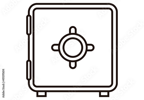 Icono negro de caja fuerte en fondo blanco.