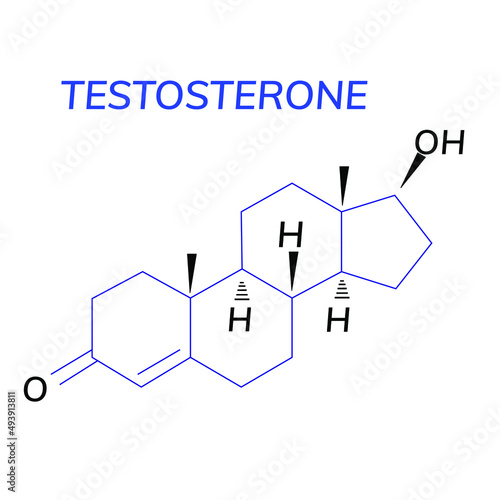 Testosterone chemical formula or molecular structure, male sex hormone