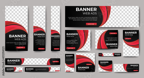 set of corporate web banners of standard size with a place for photos. Vertical  horizontal and square template