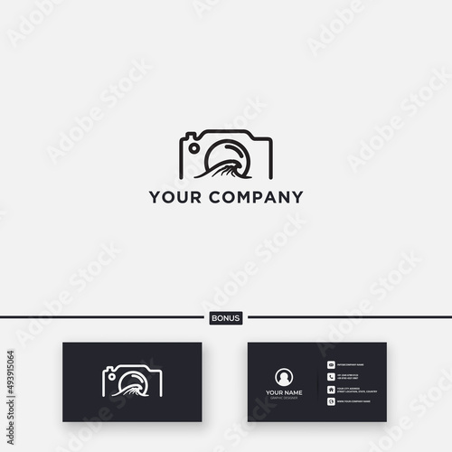 Line camera and sea logo photographs ocean