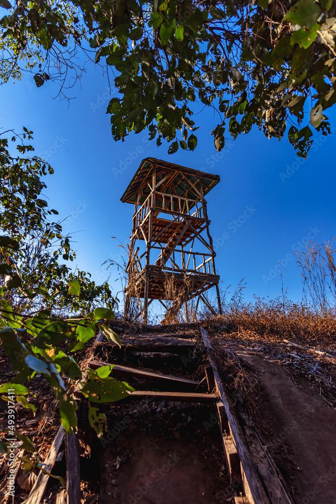 Old wooden tower on the mountain forest Old wooden tower on the mountain forest