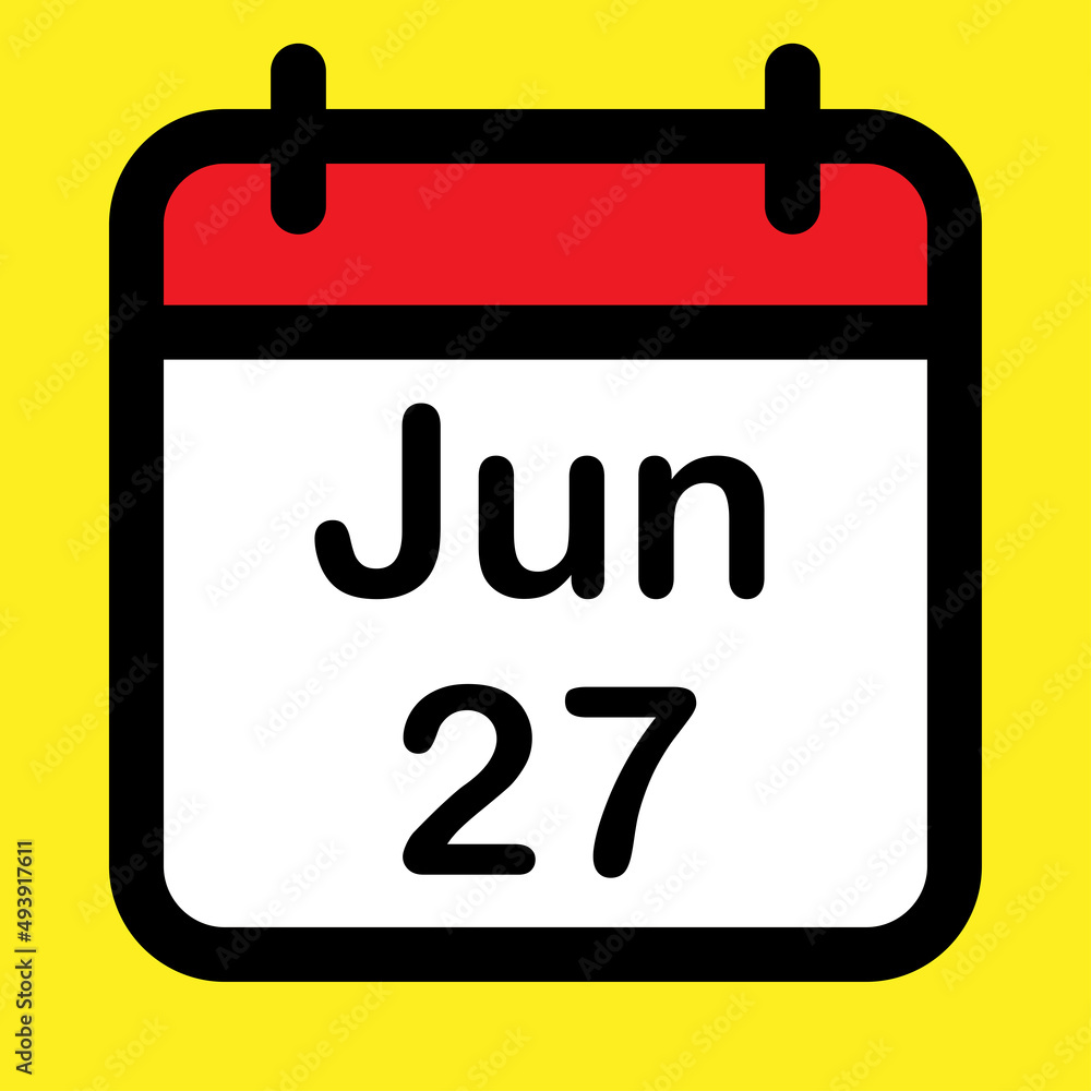 Calendar icon twenty seventh June Calendar icon twenty seventh June