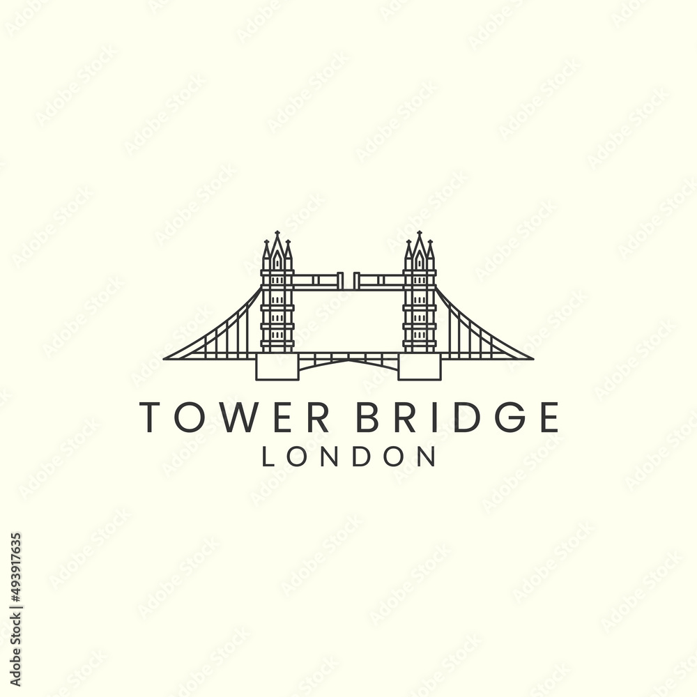 Obraz premium tower bridge linear style vector illustration logo icon template design