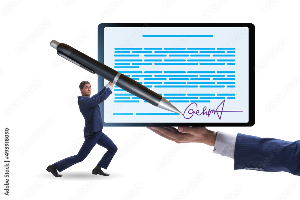 Electronic signature concept in the business Electronic signature concept in the business