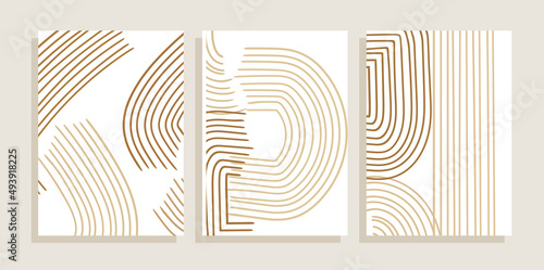 simple brown brush strokes vector cover background set
