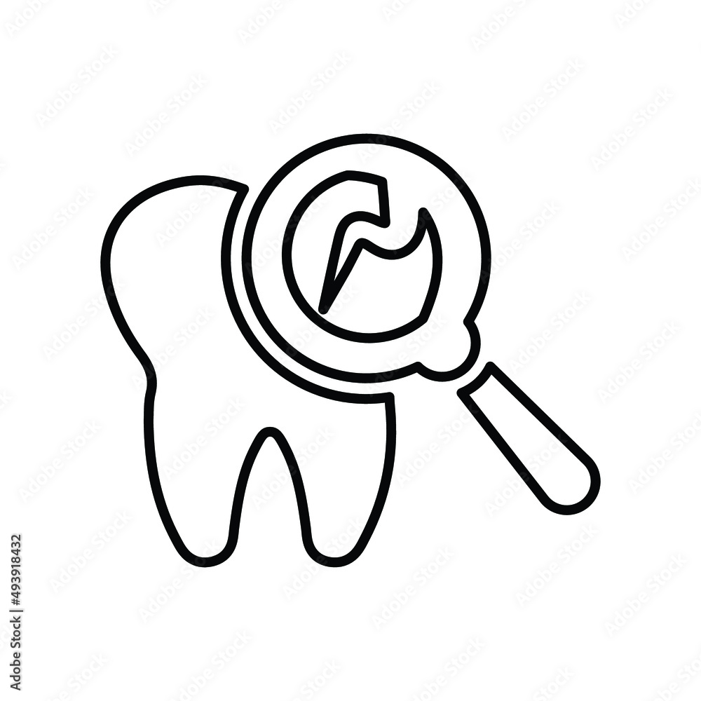Gum, search, tooth outline icon. Line vector design. Gum, search, tooth outline icon. Line vector design.